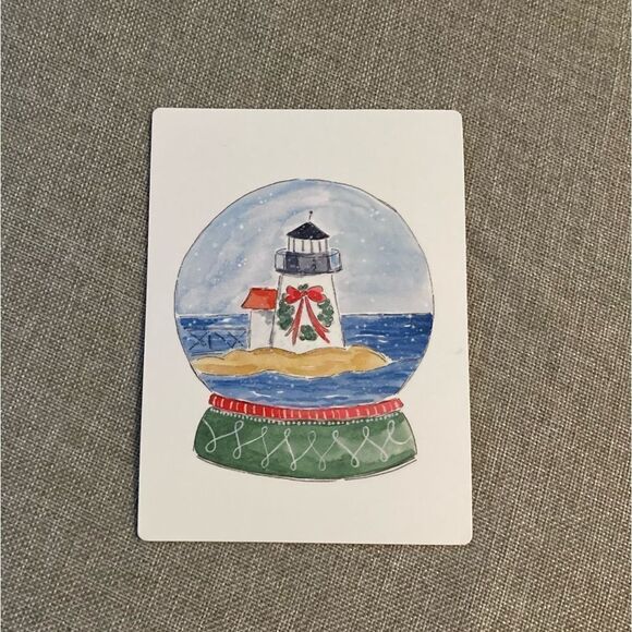 Nantucket Christmas Lighthouse Snow Globe Magnet - Picture 2 of 4